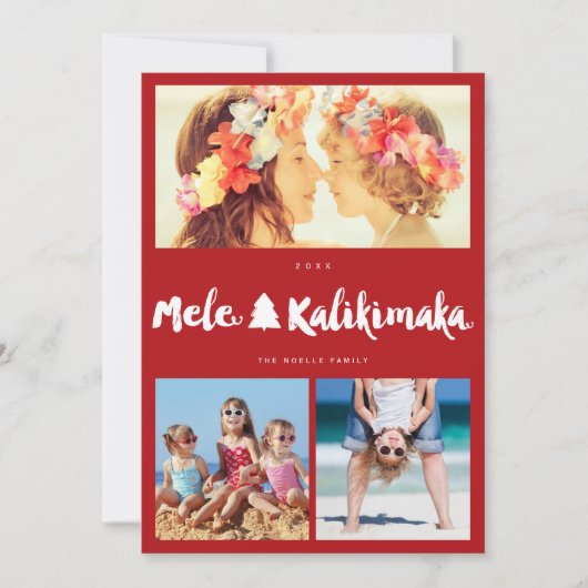 Mele Kalikimaka Borstel 3 Foto Collage Kerstmis Feestdagenkaart (Voorkant)