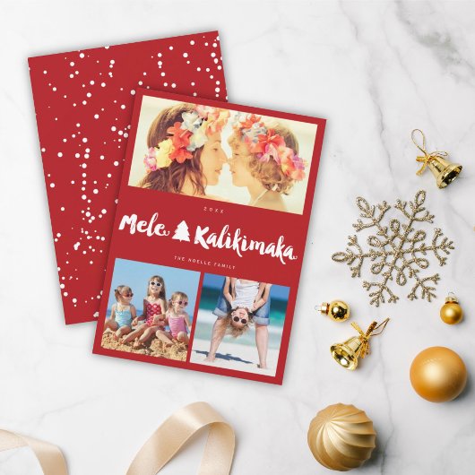 Mele Kalikimaka Borstel 3 Foto Collage Kerstmis Feestdagenkaart