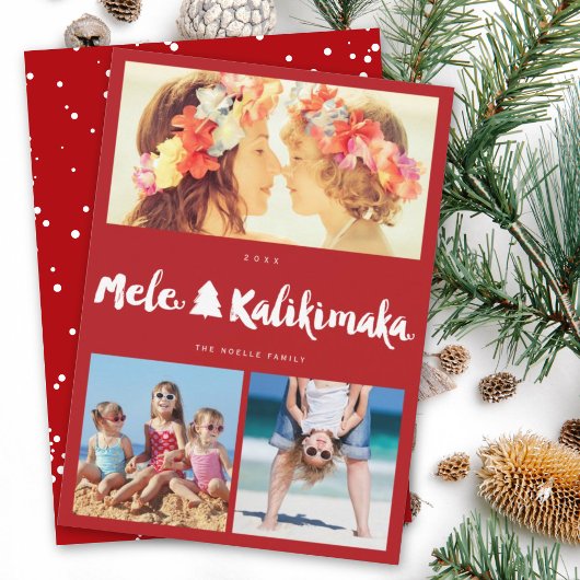Mele Kalikimaka Borstel 3 Foto Collage Kerstmis Feestdagenkaart