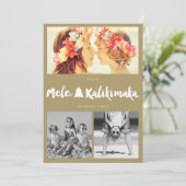 Mele Kalikimaka Brush 3 Fotocollage Feestdagenkaart (Staand voorkant)