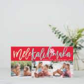 Mele Kalikimaka Brush 3 Fotocollage Feestdagenkaart (Staand voorkant)