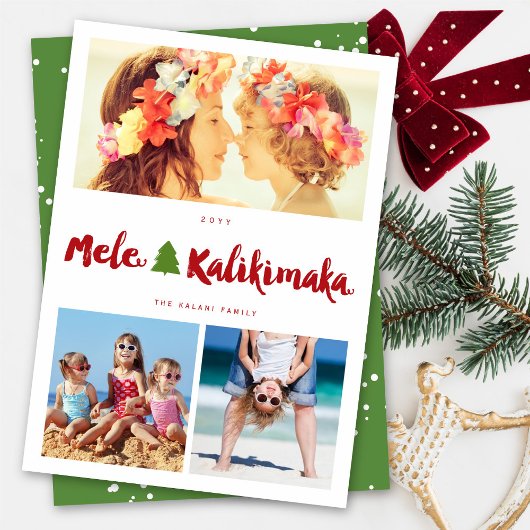Mele Kalikimaka Brush 3 Fotocollage Kerstmis Feestdagenkaart