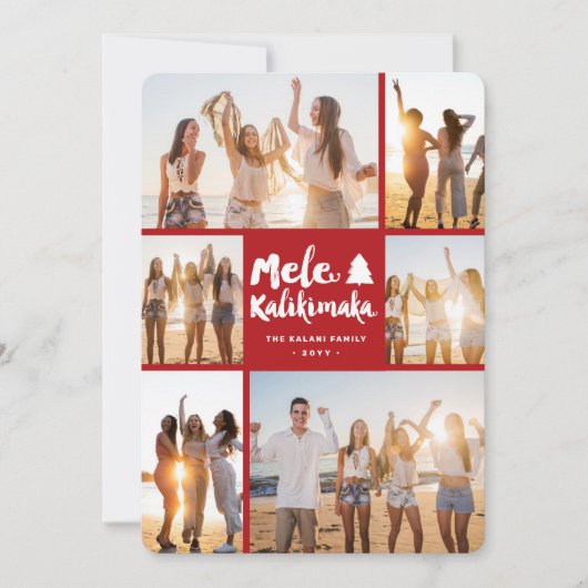 Mele Kalikimaka Brush 6 Fotocollage Feestdagenkaart (Voorkant)