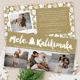 Mele Kalikimaka Brush kerstboom 3 Multi Photo Feestdagenkaart