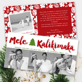 Mele Kalikimaka Brush kerstboom 3 Multi Photo Feestdagenkaart