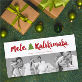 Mele Kalikimaka Brush kerstboom 3 Multi Photo Feestdagenkaart