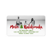 Mele Kalikimaka Brush kerstboomfoto Adres Etiket (Voorkant)