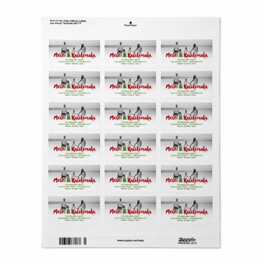 Mele Kalikimaka Brush kerstboomfoto Adres Etiket (Full Sheet)