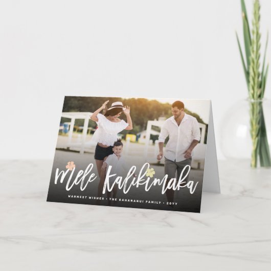Mele Kalikimaka Brush Script Kerstfoto Feestdagen Kaart (Voorkant)