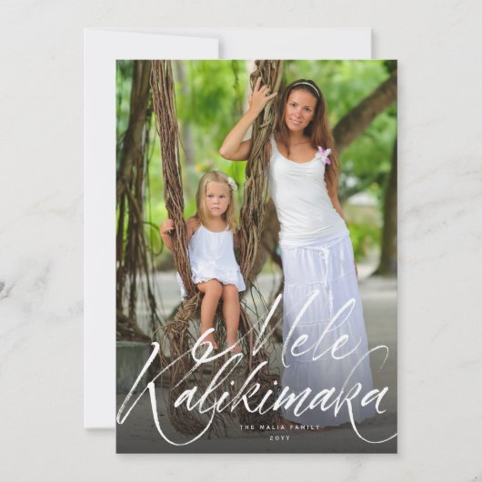 Mele Kalikimaka Brush Script Kerstfoto Feestdagenkaart (Voorkant)