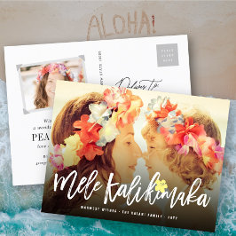 Mele Kalikimaka Brush Script Kerstfoto Feestdagenkaart