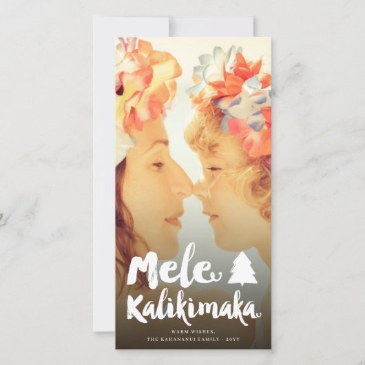 Mele Kalikimaka Brush Script Kerstmis Foto Feestdagenkaart (Voorkant)