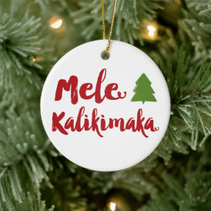 Mele Kalikimaka Brush Script Kerstmis Foto Keramisch Ornament