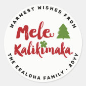 Mele Kalikimaka Brush Script Kerstmis Modern Ronde Sticker (Voorkant)