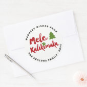 Mele Kalikimaka Brush Script Kerstmis Modern Ronde Sticker (Envelop)