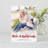 Mele Kalikimaka Brush Scriptkerstboom Foto Feestdagenkaart (Staand voorkant)