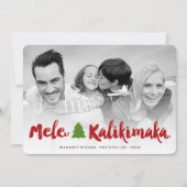 Mele Kalikimaka Brush Scriptkerstboom Foto Feestdagenkaart (Voorkant)