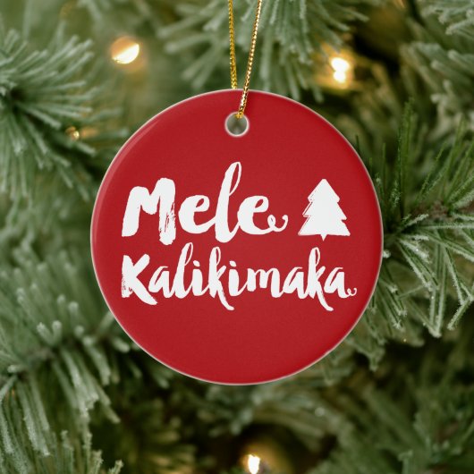 Mele Kalikimaka Brush Scriptkerstboom Foto Keramisch Ornament (Boom)