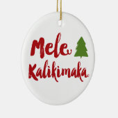 Mele Kalikimaka Brush Scriptkerstboom Foto Keramisch Ornament (Rechts)