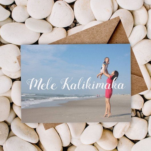 Mele Kalikimaka Chic Typography Simple Beach foto Feestdagenkaart