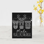 Mele Kalikimaka Christmas Hawaiian Santa Tiki Mask Kaart (Gele Bloem)