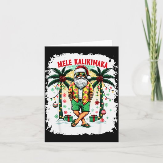Mele Kalikimaka Christmas In July Hawaiian Santa S Kaart (Voorkant)