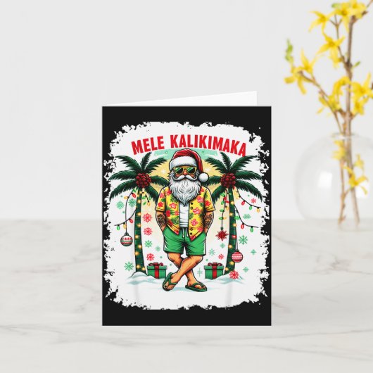 Mele Kalikimaka Christmas In July Hawaiian Santa S Kaart (Gele Bloem)