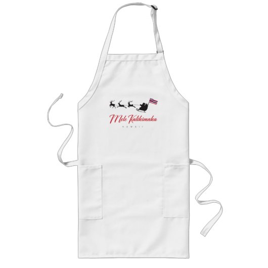 Mele Kalikimaka Christmas Santa with Hawaiian flag Lang Schort (Voorkant)