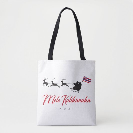 Mele Kalikimaka Christmas Santa with Hawaiian flag Tote Bag (Voorkant)