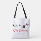 Mele Kalikimaka Christmas Santa with Hawaiian flag Tote Bag (Achterkant)