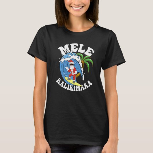 Mele Kalikimaka Christmas Surf  Santa Surfing T-shirt (Voorkant)