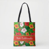 Mele Kalikimaka Colorful Hawaiian Flowers Holiday Tote Bag (Voorkant)