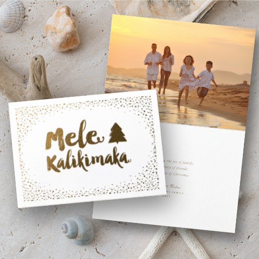 Mele Kalikimaka Confetti Chic Kerstfoto Folie Kaarten