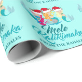 Mele Kalikimaka Cute Custom Mermaid Kerstmis Cadeaupapier (Rol Hoek)