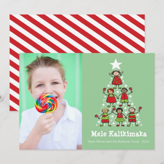 Mele Kalikimaka Cute Fun kerstboom Kinder Foto Feestdagenkaart (Voorkant / Achterkant)