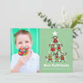 Mele Kalikimaka Cute Fun kerstboom Kinder Foto Feestdagenkaart (Staand voorkant)