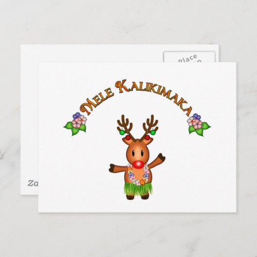 Mele Kalikimaka Deer Briefkaart (Voorkant / Achterkant)