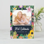 Mele Kalikimaka Elegant Tropical Kerstfoto Feestdagenkaart (Staand voorkant)