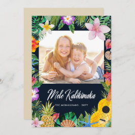 Mele Kalikimaka Elegant Tropical Kerstfoto Feestdagenkaart