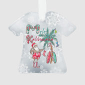 Mele Kalikimaka en Surfen Santa Ornament (achterkant)