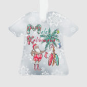 Mele Kalikimaka en Surfen Santa Ornament (voorkant)