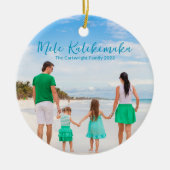Mele Kalikimaka Familie Strand Foto 2023 Kerstmis Keramisch Ornament (Voorkant)