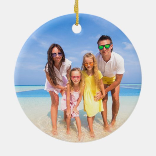 Mele Kalikimaka Familie Strand Foto 2023 Kerstmis Keramisch Ornament (Achterkant)