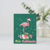 Mele Kalikimaka Flamingo Santa Kerstkersen Briefkaart (Staand voorkant)