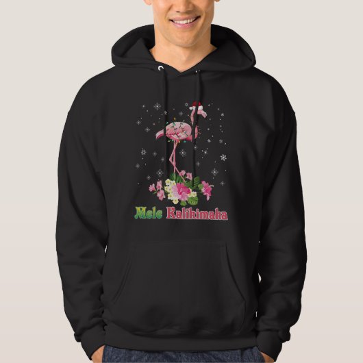 Mele Kalikimaka Flamingo Santa Kerstkersen Hoodie (Voorkant)