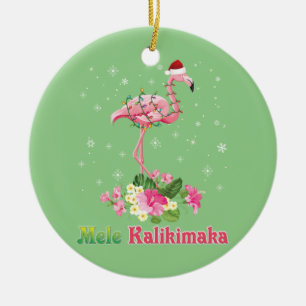 Mele Kalikimaka Flamingo Santa Kerstkersen Keramisch Ornament