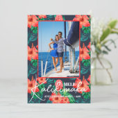 Mele Kalikimaka Floral Foto Kerstmis Feestdagenkaart (Staand voorkant)