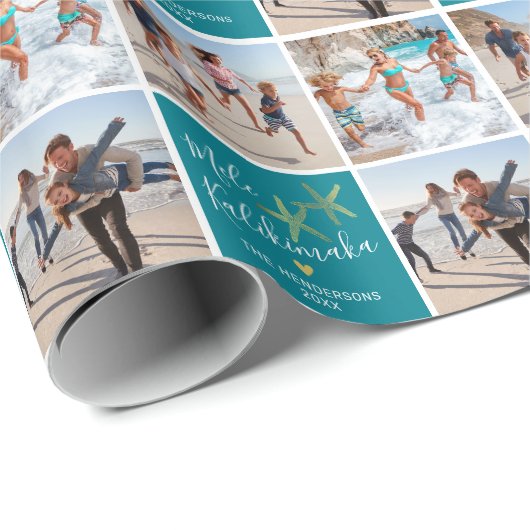 Mele Kalikimaka Foto Collage Cadeaupapier (Rol Hoek)