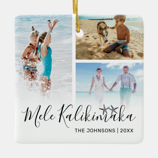 Mele Kalikimaka Foto Collage Keramisch Ornament (Voorkant)