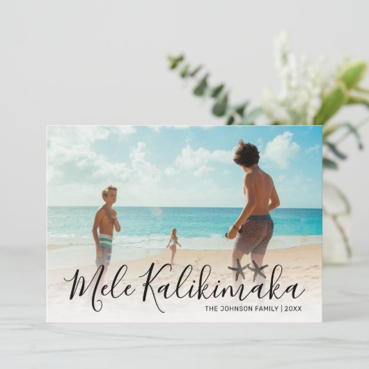 Mele Kalikimaka Foto Feestdagenkaart (Staand voorkant)